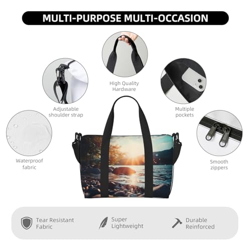 Sunset Stream Travel Duffel Bag Tote Carry On Luggage Bag Water Resistant Weekender Overnight Bags For Foldable4