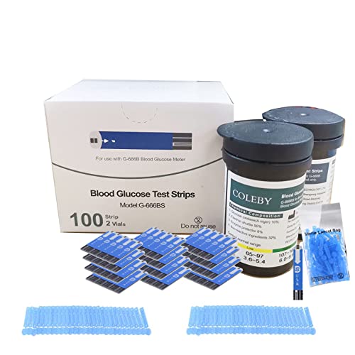COLEBY Blood Glucose Test Strips Kitï¼Œ100 Test Strips and 25 Lancets for Diabetesï¼ŒDiabetic Blood Test Strips