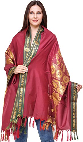 Châle Endaro Mahanubhavulu en fleurs de zari tissées à la main du Tamil Nadu