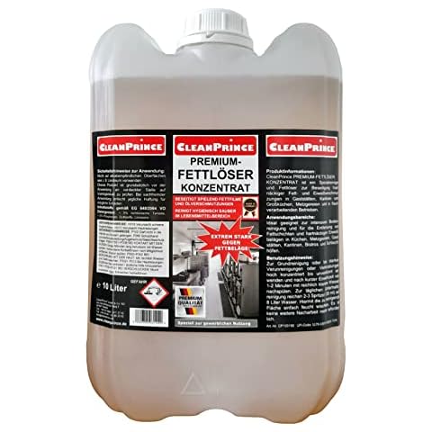 10 Liter Kanister CleanPrince Premium Fettlöser Konzentrat Fett Löser Fettkiller Entfetter Gastro Gastronomier Schmiere Öl Öle Fette Schneidemaschinen Metzgereien Gaststätten Küchen Profiküchen Bodenreinigung Schlachthöfe Schlachthof Kantine Kantinen Bistros Eiweißbeläge hartnäckige Beläge Spezialreiniger Intensivreiniger Sgrassatore universale Entfetter Gastronomia Fettlöser Premium Premio Cover