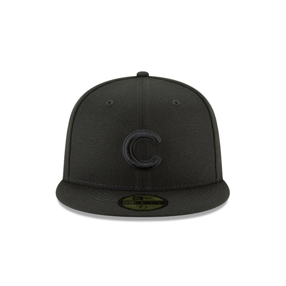 New Era MLB 59FIFTY Chicago Cubs Baseballkappe, Schwarz auf Schwarz, authentische Kollektion