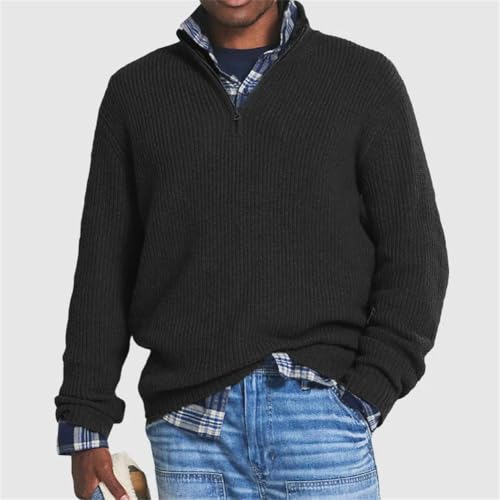 Men's Quarter Business Casual Zipper Sweater Knitted Pullover V-Neck Sweaters Long Sleeve Slim Fit Mock Neck Sweaters2