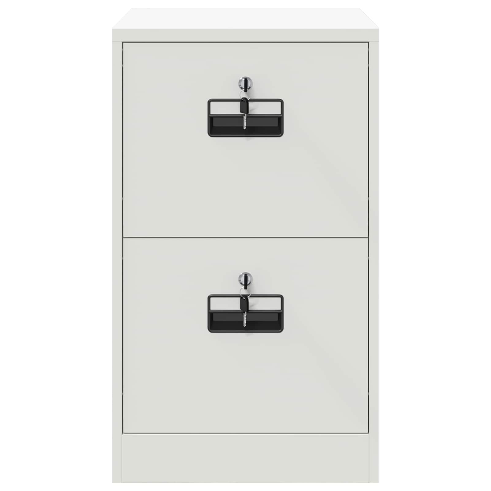 Aktenschrank Weiß aus robustem kaltgewalztem Stahl 44 x 50 x 74,5 cm mit 2 ausziehbaren Regalen und Nockenschlössern für Büroorganisation
