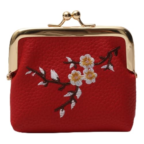 1 bolsa carteira de couro sintético vermelho 11 x 10 cm