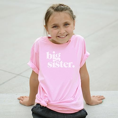 Image of Bold Big Sister Colorful Sibling Reveal Announcement T-Shirt for Baby and Toddler Girls Sibling Outfits