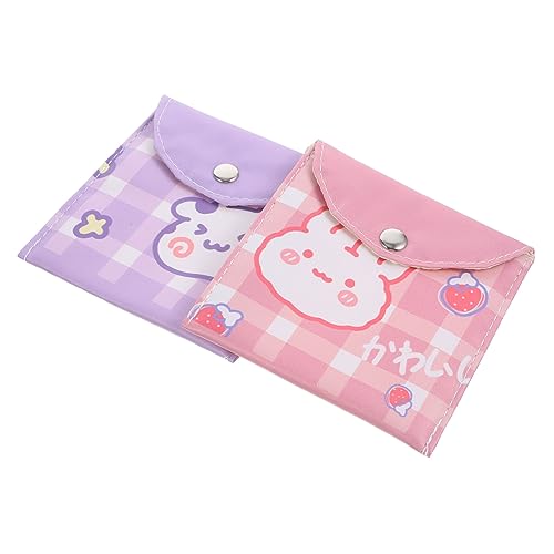 TOBBOMEY 2 Piezas con alas Poseedor bolsa para compresas menstruales pequeña bolsa con cremallera bolsas almacenaje bolsas de almacenamiento bolsa de toallas sanitarias bolsa de periodo PU