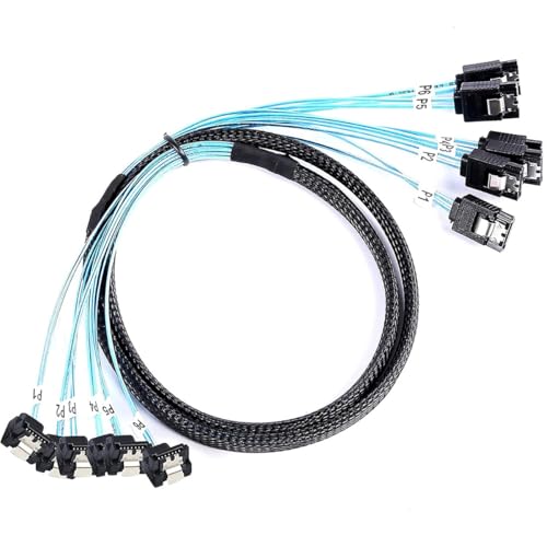 Cable de datos SATA 6X 7-Pin recto a 6X SATA 90° 1m