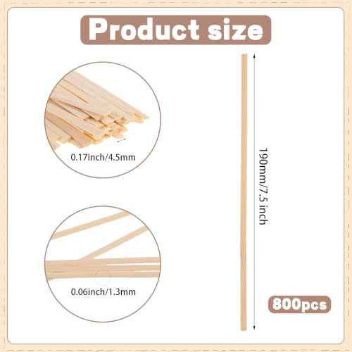800 Pcs Wooden Coffee Stirrers, 7.5 Inch Wooden Stirrers Sticks for 16 Oz Coffee Mug, Wooden Stir Sticks for Stirring Coffee, Tea, Beverages, Hot Chocolate, Cold Drinks (7.5 Inch/19 cm) — view 2