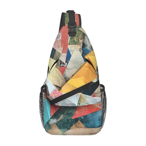 Imagen de WZYWHJ Art Origami Prints Bolso cruzado casual para hombre con alta capacidad de almacenamiento y correa de hombro ajustable