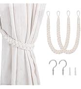 2 PCS Curtain Tie Backs, Curtain Ties, Curtain Holdbacks, Curtain Tie Backs with Metal Hook, Simp...