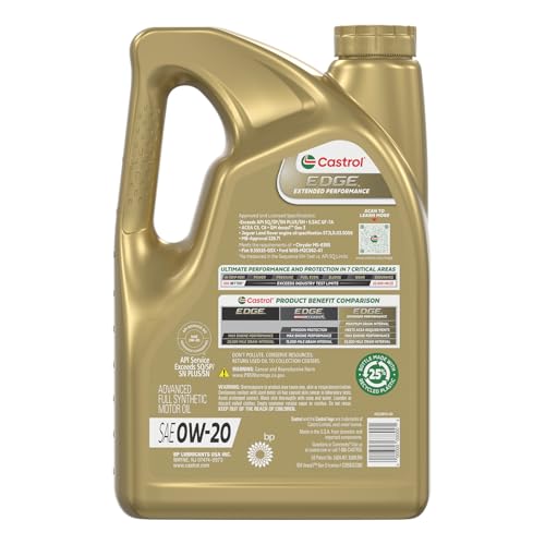 Castrol EDGE Extended Performance 0W-20 Advanced Full Synthetic Motor Oil – 5 Qt - Image 5