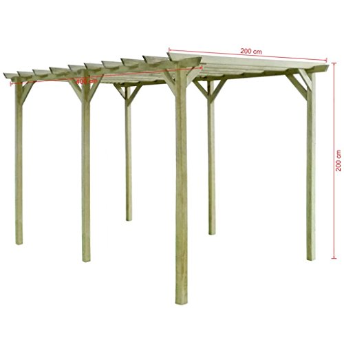 Festnight Pérgola de jardín de Madera de Pino impregnada 4x2x2m
