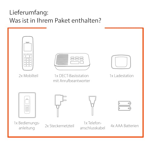 Gigaset E290A DUO - 2 Schnurlose Senioren DECT-Telefone mit Anrufbeantworter - große Tasten, Zielwahltasten für wichtige Nummern, Verstärker-Funktion für lautes Hören, schwarz [Deutsche Version]