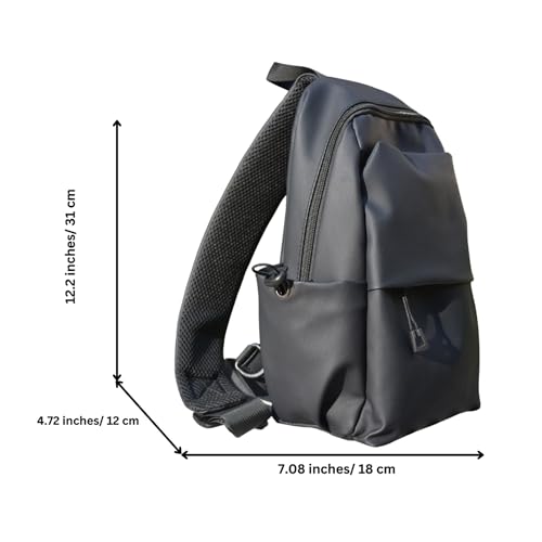 Sling Crossbody Bag for Men and Women – Black, Water-Resistant, Single Shoulder Backpack – Stylish and Small, Perfect for Travel and Everyday Use2