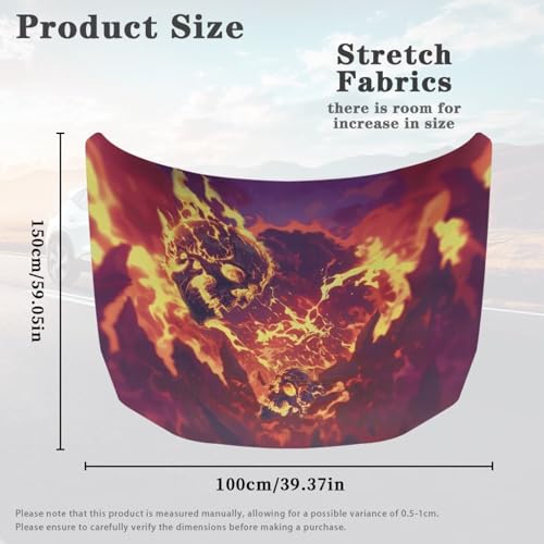 Image of Car Hood Cover Waterproof Car Hood Protector Film Car Hood Wrap Blanket Volcano Skull Car Hood Flag Universal Auto Exterior Accessories (59x39 Inches)
