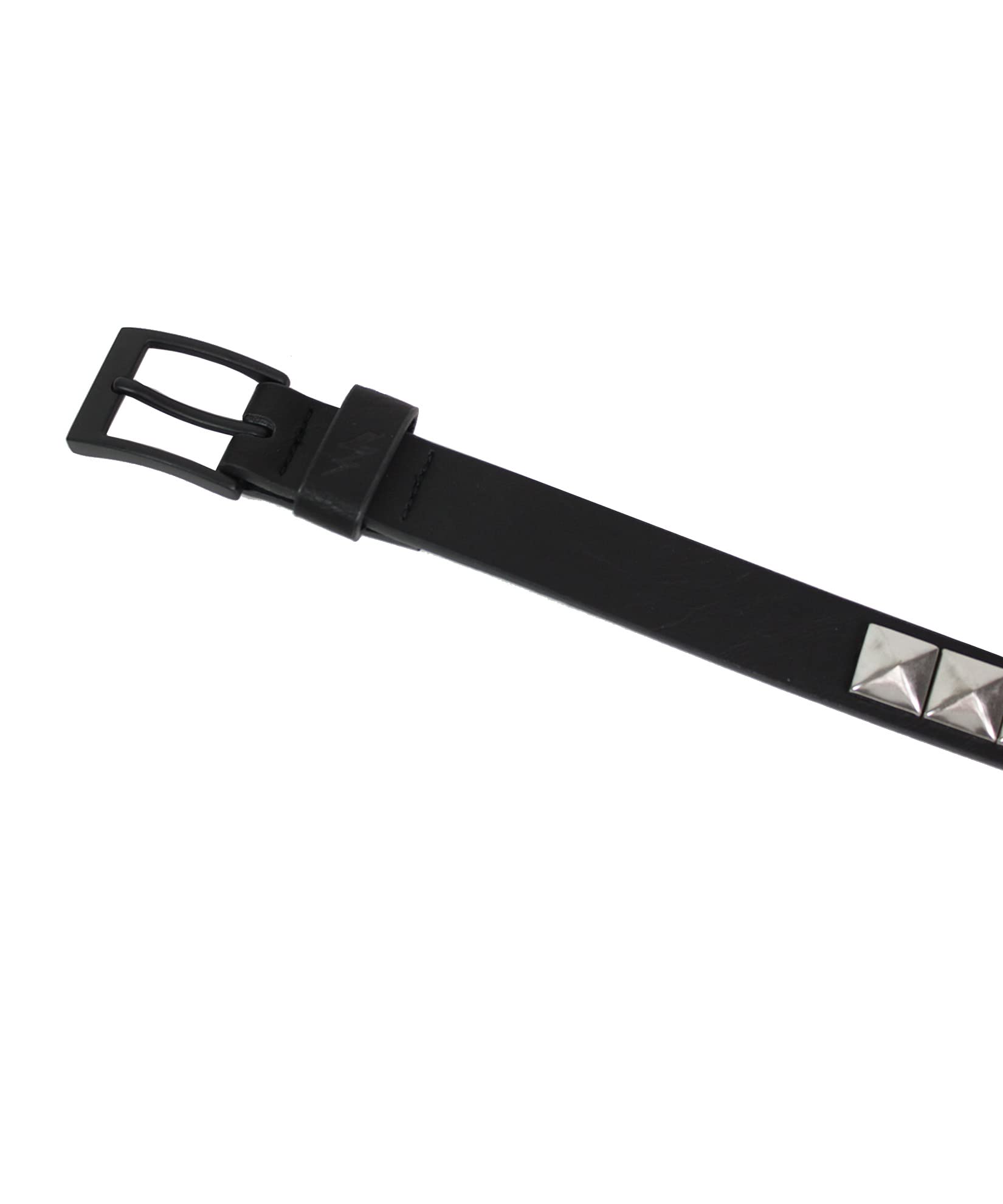 Lowlife Single Stud Leather Belt in Black and Silver size 32