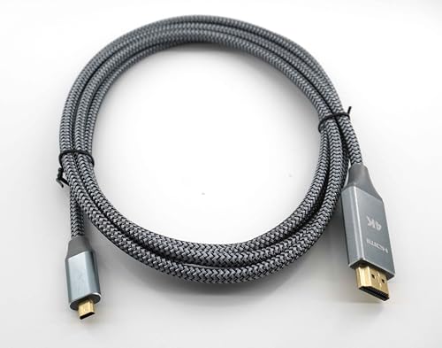 4KマイクロHDMI-HDMIオスケーブルアダプタ、4K@60Hz HDRナイロン編組ケーブル、対応GoProヒーロー、対応キヤノン/対応ニコン/対応ソニーZfc、カメラ、ラズベリーパイ4、ビデオキャプチャカードと互換性がある 2M