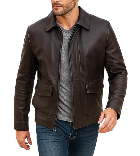 Image of SpazeUp Cafe Racer Jacket Vintage Motorcycle Retro Moto Distressed Leather Jacket | Distressed Motorcycle Jacket Men