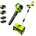 STEELITE 21V Snow Blower and Leaf Blower Combo, 12-Inch Clearing, 20-Foot Throw, Includes 2×4.0Ah Batteries & 2 Quick Chargers, Extended Runtime (Ships in 2 Packages)