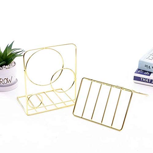Geometry Book Racks Art bookends Desk Accessories & Workspace Organizers, Playroom, Office or Gift -Small Books,Book Organizer Non-Slip Iron Art 1 Pairs (Rose Gold - Circle) - Thumbnail 4
