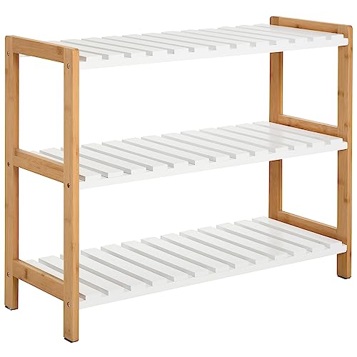 HOMCOM Étagère à Chaussures à 3 Niveaux, Porte-Chaussures en Bois