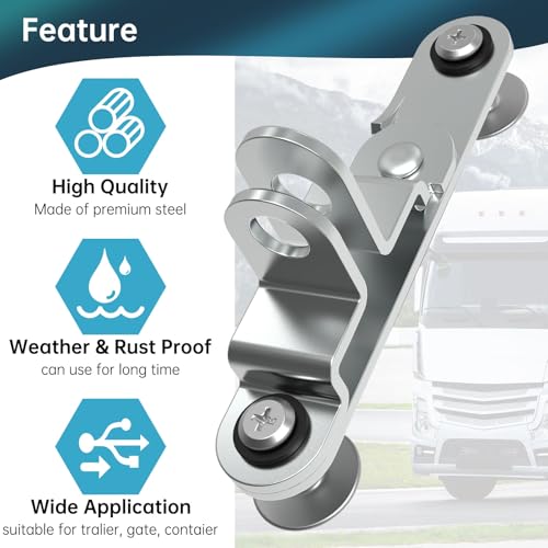 Fengone 2 Pack Cargo Trailer Door Latch Hasp Keeper Premium Durable for Ramp Padlock Trailer Lock Latch with Hasp Race Bar Lock Handle for Cargo Doors with Nuts&Screws - Thumbnail 4