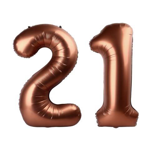 Image of Dark Brown Number 21 Balloon 40 inch, Coffee Brown 21 Number Balloons, 21st Birthday Decorations, Chocolate 21 Year Old Women Men Party Supplies