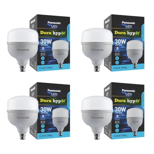 Image of Panasonic 30 Watt LED Bulb, B22 Base 30W Highwatt Bulb for Home, Parking, Office, 6500K Cool Day Bulb (Pack of 4)