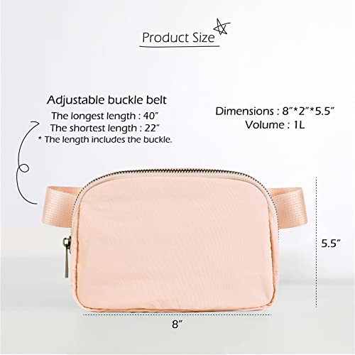 Ododos Unisex Mini Belt Bag With Adjustable Strap Small Waist Pouch For Workout Running Travelling Hiking, Pale Coral #TOP4