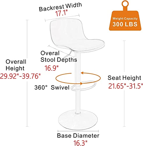 Younike Bar Stools Set Of 2 Modern Black Pu Counter Height Barstool, High Padded Swivel Adjustable Barstools With Back For Bar Counter And Kitchen Island #TOP1