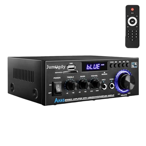 Jumugdy AK45 Pro Home Stereo Audio Receivers & Amplifier,800W 2 Channel Wireless Bluetooth 5.0 Power Amplifier System, FM Radio, USB, SD Card, with Remote Control Home Theater Audio Stereo System