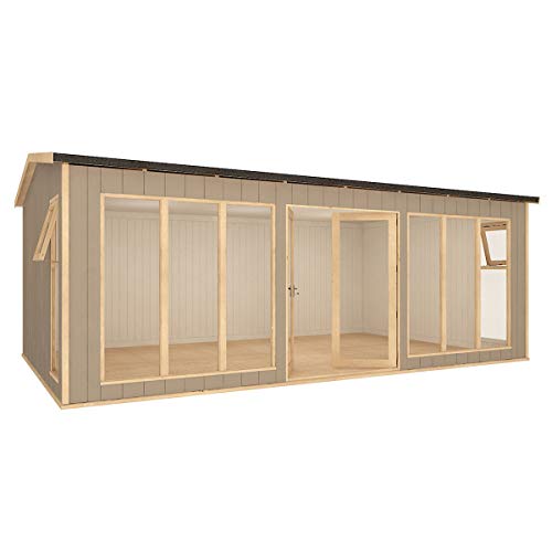 20 x 12 Insulated Evolution Apex Garden Office Shed Composite Cladding with 28mm Pressure Treated Tongue and Groove Floor 6.09m x 3.65m