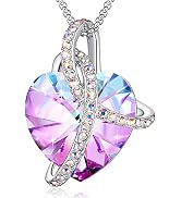 Crystalline Azuria Parure Coeur Zircone - Collier Pendentif + Boucles D'Oreilles Plaqué Or Blanc