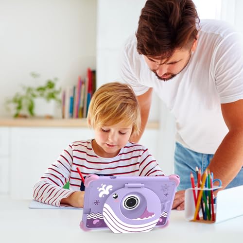 7-inch Kids Tablet for Toddlers, Android 12, 4GB RAM, 32GB ROM, WiFi, Bluetooth, Safe Eye Protection IPS Screen, Parental Controls, Dual Camera, Transparent Case for Education & Gaming (Purple) by Aheadthink - Used condition - Image 7