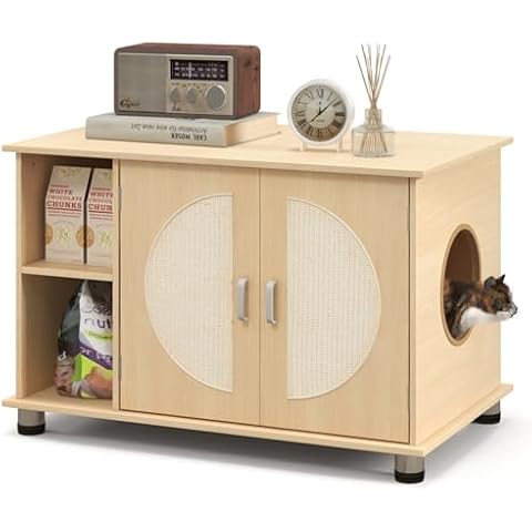 COSTWAY Cat Litter Box Enclosure with Storage Cover