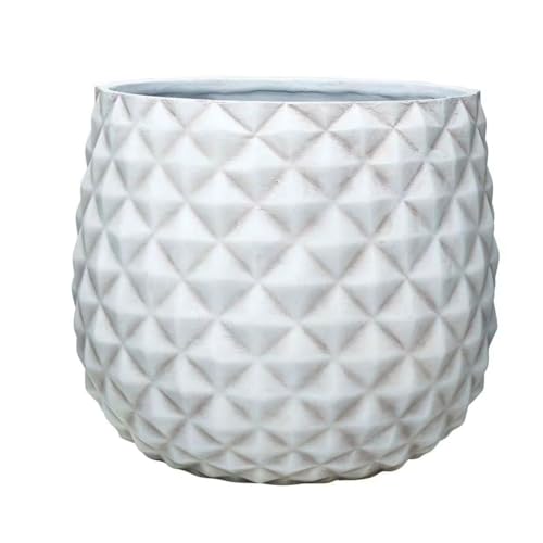 LYTIO CMX-069737 Pineapple Medium 12 in. x 10.5 in. 14 qt. Weathered White Resin Composite Indoor/Outdoor Planter
