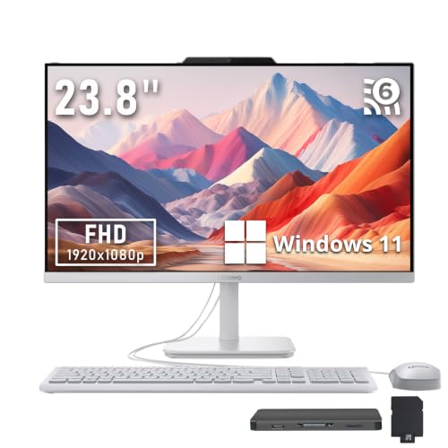 Image of Lenovo A100 23.8 inch FHD Anti-Glare All-in-One Desktop, Intel Processor N100, 32GB DDR5, 3TB Storage(2TB SSD+1TB Docking Station Set), Keyboard & Mouse, 720p HD Camera, WiFi 6, Win 11, Cloud Grey