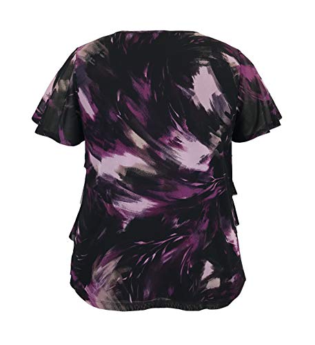 Image of LEEBE Women and Plus Size Printed Mesh Ruffle Top (Small-5X)
