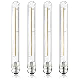 NOVELUX 11.8IN T10 Light Bulbs E26 Base, 1000LM 2700K Soft White Edison Bulbs Dimmable, AC 120V 100 Watt Equivalent Filament Bulb, Vintage Clear Glass Long Tubular LED Light Bulb, UL Listed 4 Pack