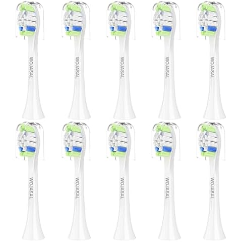 Replacement Toothbrush Brush Heads Compatible with Philips Sonicare Electric Toothbrushes, for Snap-On System, Pack of 10, White Cover