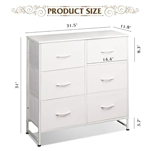 WLIVE White Dresser for Bedroom 6 Drawer Double Dresser Fabric Storage Tower with Fabric Bins Chest of Drawers for Closet Living Room Hallway