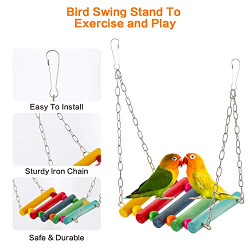 E-More Bird Papegaaienspeelgoed Set 12 stuks Vogelspeelgoed Papegaai Schommelspeelgoed Kauwspeelgoed Kleurrijke hangende… - Afbeelding 3