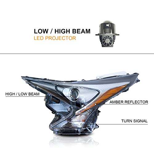 Dreenfl Led Fit For 16 17 18 Toyota Prius 2016 2017 2018 Toyota Prius Headlight Assemblies Left Driver Side (Chrome Housing Amber Reflector) #TOP2