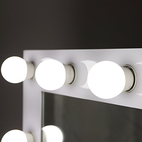 Chende Hollywood Mirror with Ligths, Large LED Lighted Makeup Mirror for Bedroom Vanity, 31.5 x 25.6 Inch White Gloss Metal Frame with Dimmer and Socket, Free 14 Replaceable LED Bulbs