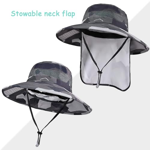 Image of Sun Hats for Men Women, UPF 50+ Protection Fishing Hat with Neck Flap
