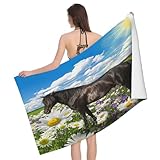 Leichong Toalla de Playa Caballos y Flores Grande de Microfibra Hombre Mujer, Toallas Playa Amantes de Los Animales Secado Rápido, Absorbente Toalla Baño 100 x 200 cm