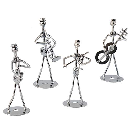 BESPORTBLE 4 peças Música Homem Estátua Metal Músico Orquestra Conjunto Guitarra Trombone Saxofone P
