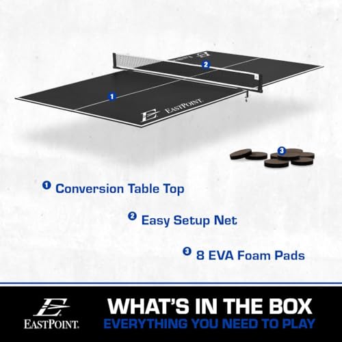 EastPoint Sports Ping Pong Conversion Top, Foldable Table Tennis Topper, Lightweight and Portable, Zero Assembly Required, Blue