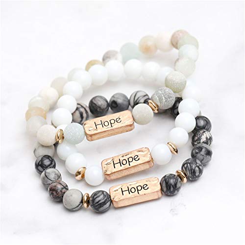 3 Pcs Natural Volcanic Stone Friendship Bracelets Handmade Beaded Stretch Bracelets (bra000001)2