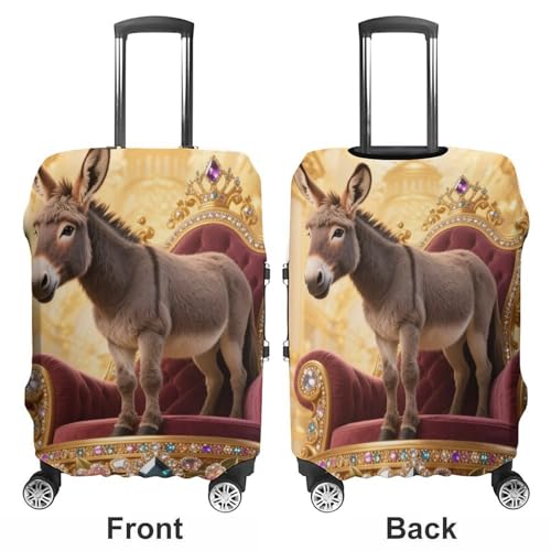 Donkey on Gem Throne Elastic Luggage Cover Suitcase Protector for 19-32 Inch Suitcases | Universal Stretchable Travel Bag Cover | Anti-Scratch, Washable with Zipper Closure M3